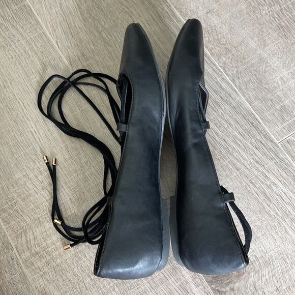 LOFT Pointed Toe Strappy Ballet Flat Black Size 9 - Picture 9 of 10